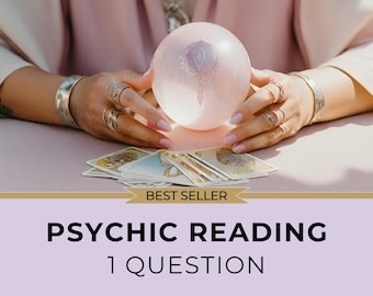 May include: A psychic reading service offering one question for a best seller price. The image shows a crystal ball, tarot cards, and the text "Psychic Reading 1 Question".