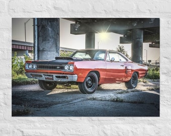 1969 Dodge Six Pack Superbee Muscle Car Poster de arte de parede 24 x 36 pol.