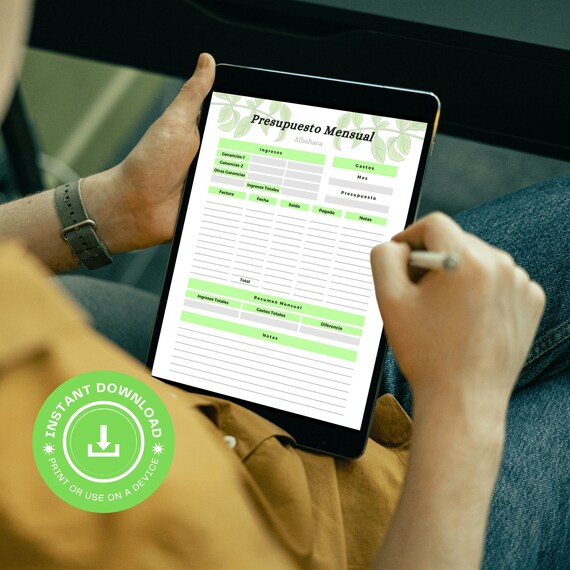 Monthly Budget Planner in Spanish Relaxing Basil Plant Theme Etsy