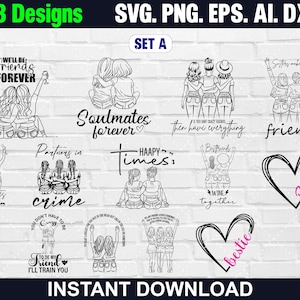 73 Mega Bestie Svg Bundle, Best Friends Svg, Bestie Silhouette Png Svg, Besties Svg, Friends Quote, Friendship Svg, Funny Besties Saying Svg