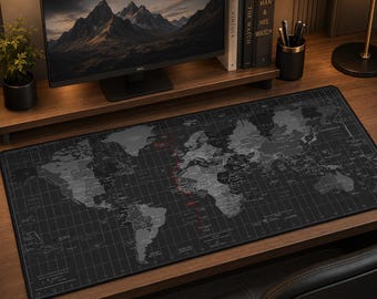世界地図デスクマット、ダークタイムゾーンゲーミングマウスパッド、XXL大型拡張マウスパッド、オフィスPCキーボードデスクパッド、防水滑り止めデスクマット