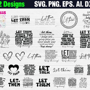 32 Let Them Bundle Svg Png, Inspirational Quotes, Mental Health Svg, Self Love Png, Keep Shining Svg, Pocket Desings, Instant Download