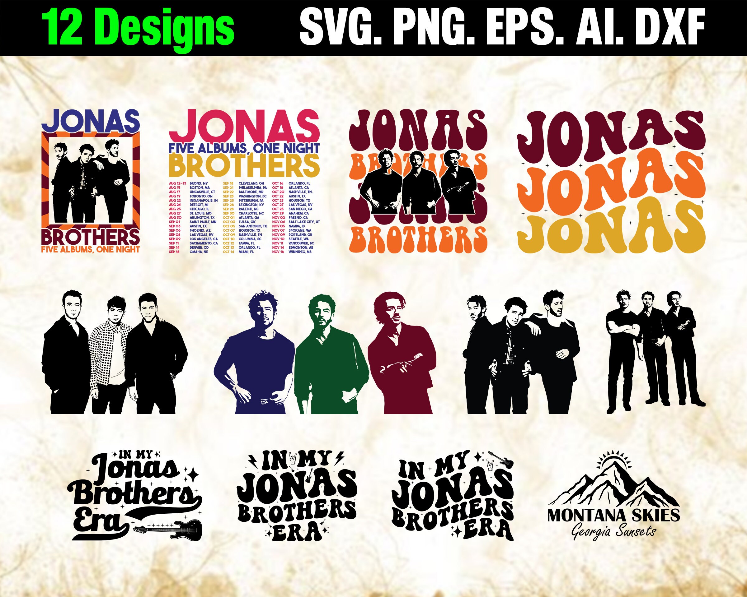 Jonas Brothers Bundle Svg Jonas Brothers 2023 Png Jonas Etsy