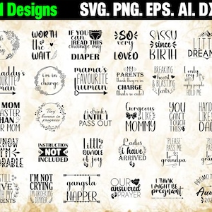 Pregnancy Svg Bundle, Funny Pregnancy Quotes Svg, Pregnant Svg, Maternity Svg, Coming Soon Svg, Pregnant Women Clip Art, Maternity Sayings