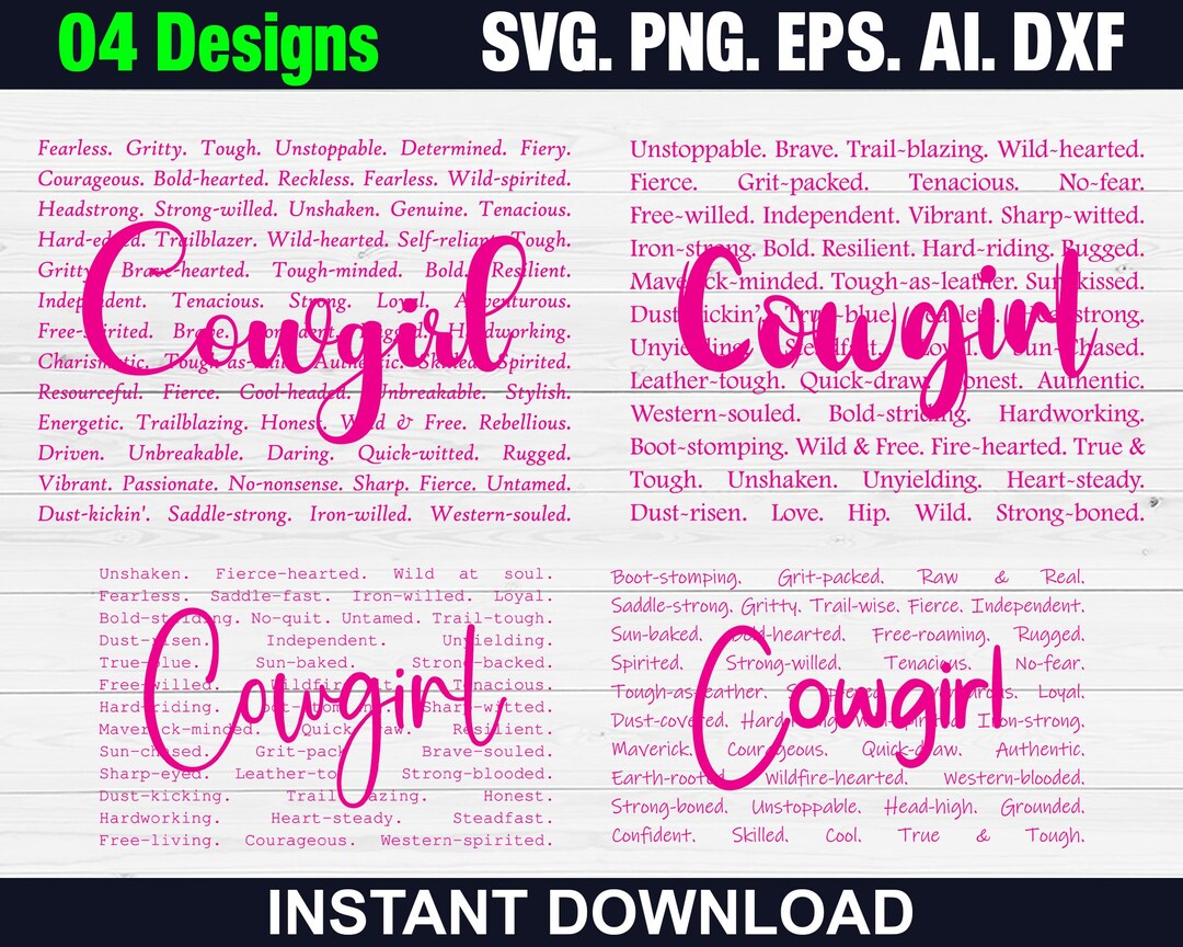 04 Cowgirl Words Bundle Svg Png, Western Cowgirl Designs, Cowgirl