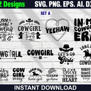 32 Cowgirl SVG Bundle, Cowgirl Quotes svg, Cowgirl Boots Svg, Cowgirl Hat Svg, Country girl Svg, Cowgirl Svg, Western Svg, Cowgirl shirt svg