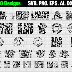Groovy svg Bundle, Hippie SVg, Inspirational SVg, Retro SVg, Aesthetic svg, Boho svg, Wavy Text svg Cricut, Smiley Face Svg, Trendy Svg