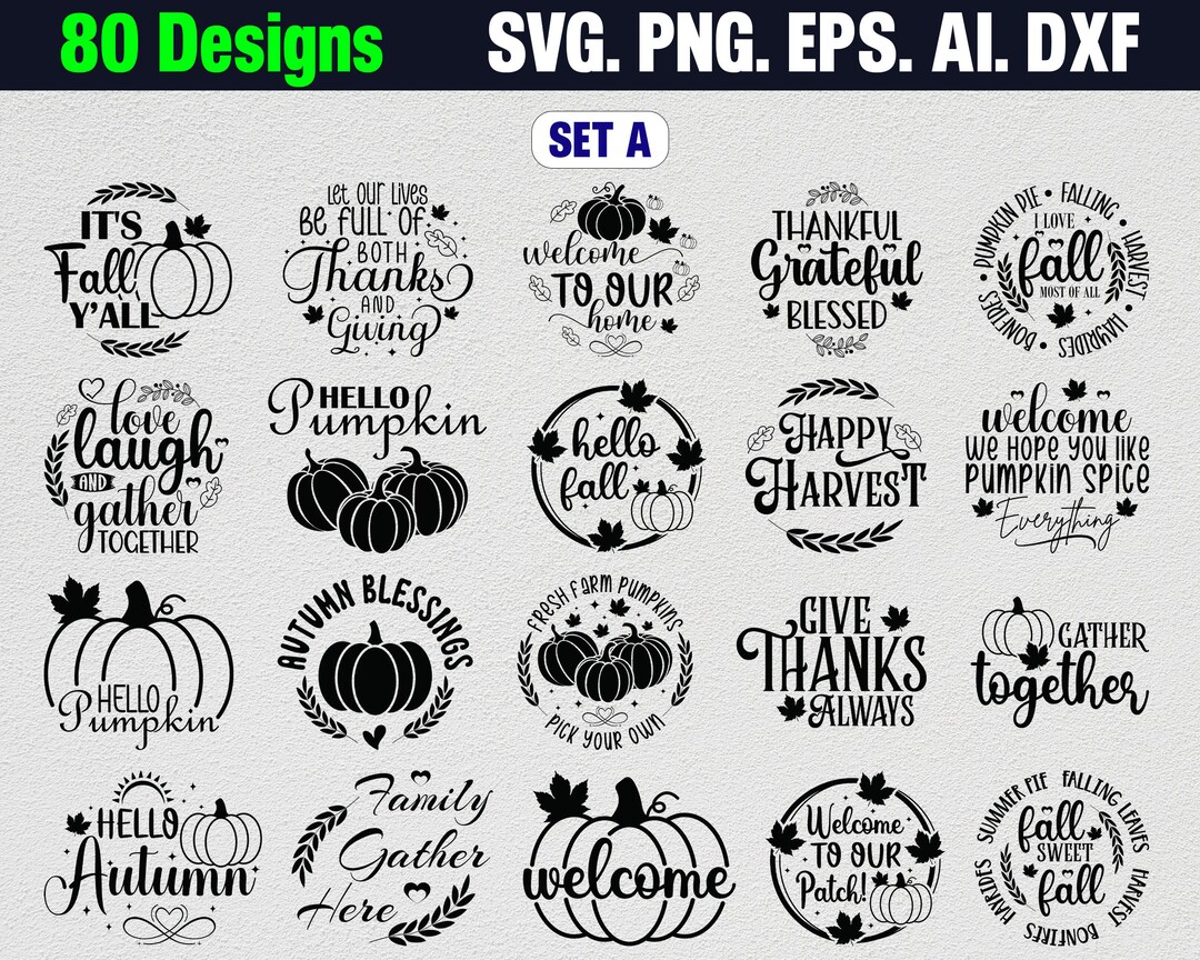 Fall Pumpkin Bundle SVG, Fall SVG Bundle, Autumn Svg, Thanksgiving Svg ...