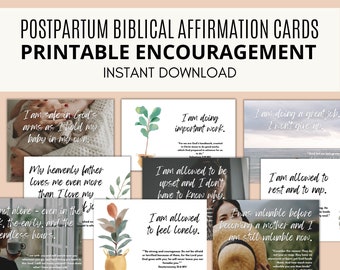 Postpartum Biblical Affirmation Cards, Printable Affirmation Cards for Moms, Scripture Cards for New Moms, Bible Verses for New Moms