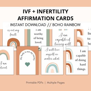 20 Afirmaciones de FIV - Boho Rainbow, Afirmaciones de Infertilidad, Regalos de FIV, Fomento de la Infertilidad, Afirmaciones de Mamá de FIV