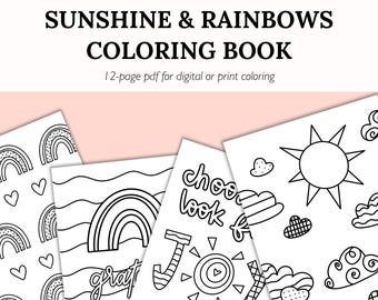 Sunshine & Rainbows Coloring Book: Hand-Drawn Designs (PDF)