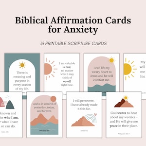 16 Scripture Cards for Anxiety: Biblical Affirmations (Printable)