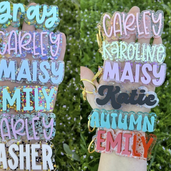 Custom Name Keychains Backpack Name Tags Acrylic Keychain Diaper Bag Etsy