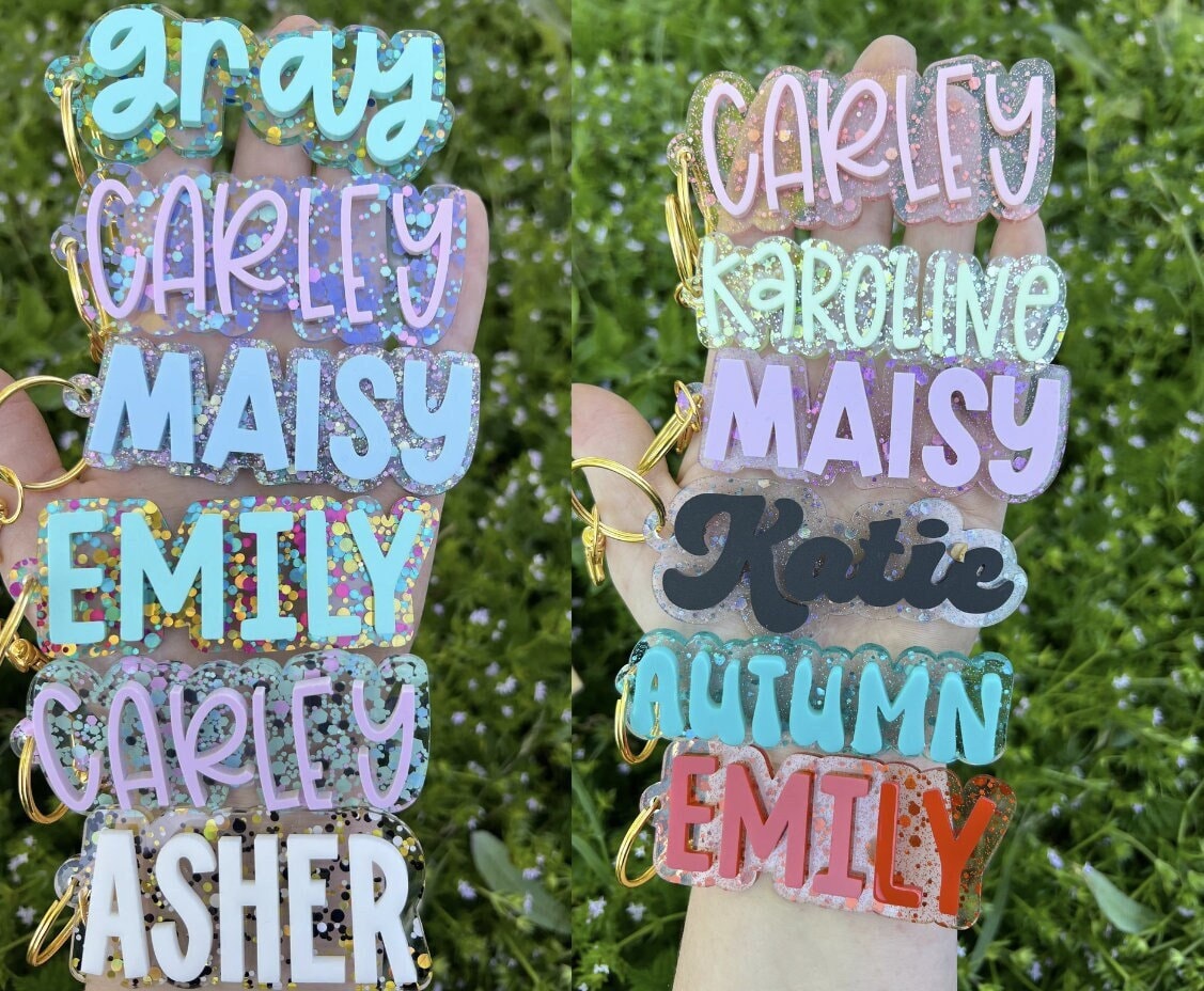 Custom Name Keychains- Backpack Name Tags- Acrylic Keychain- Diaper Bag Tag- Kids Name Tag