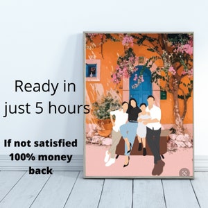 Custom Portrait, Faceless Portrait Print, Digital family Portrait, Faceless Digital Portrait, Couple Digital Faceless Illustration, ASAP.