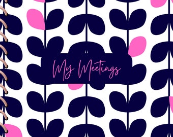 Digital Meeting Book foliage navy pink