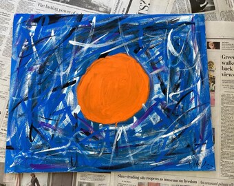 Uważność #1 – 16" x 20" Abstrakcyjny obraz akrylowy na płótnie