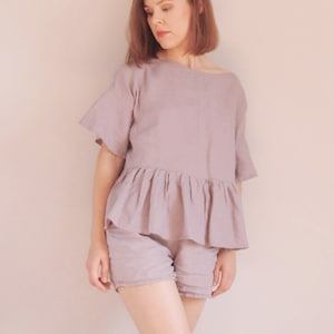 Linen Pajama Set – Natural Beige Loungewear, Sustainable Sleepwear for Women, Linen Shorts and Top, Handmade Summer PJs