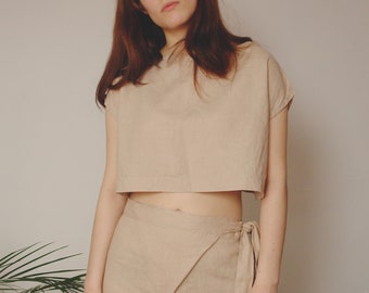 Cropped linen top | Sustainable clothing | Linen Sleeveless Top