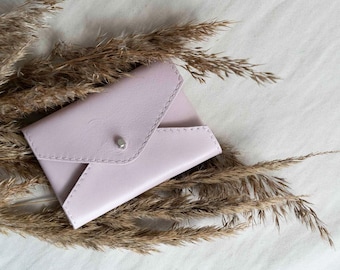 Pale rose Leather cards holder envelope wallet card holder Envelope card holder