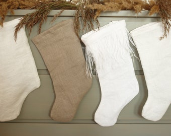 Christmas Stocking | Plain Stocking | Natural Stocking | Linen Stockings | Family Stockings | Farmhouse Stockings
