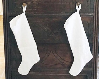 Farmhouse Linen Christmas Stocking | Plain Stocking | Natural Stocking | Linen Stockings | Family Stockings