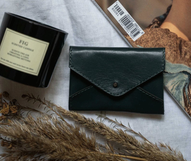 Leather cards holder envelope wallet card holder Envelope card holder image 6