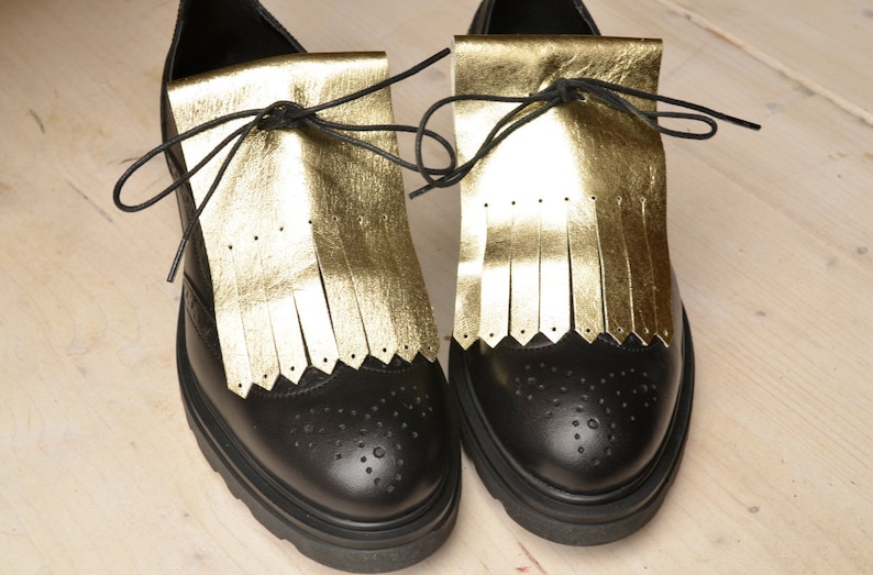 Gold Leather kilties for shoes Kilties for sneakers Gift for him Gift for her