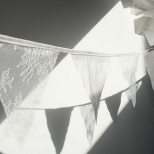 Wedding Lace Banner Bunting Wedding decoration Lace and linen flag banner