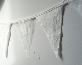 Wedding Lace Banner Bunting Wedding decoration Lace and linen flag bunner