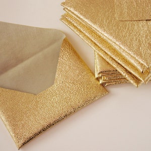 Gold Leather envelopes A2 A6 A7 A8 A9 A10 Vegetable tanned leather envelope Money gift envelope