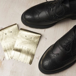 Gold Leather kilties for shoes Kilties for sneakers Gift for him Gift for her