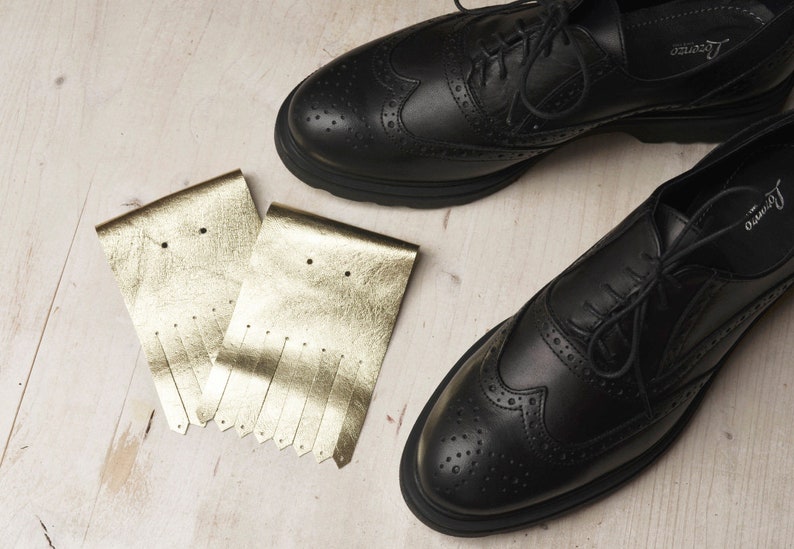 Gold Leather kilties for shoes Kilties for sneakers Gift for him Gift for her