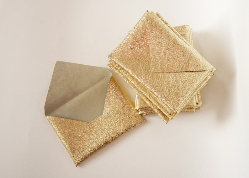 Enveloppes en cuir doré A2 A6 A7 A8 A9 A10 Enveloppe en cuir tanné végétal Enveloppe cadeau en argent image 5
