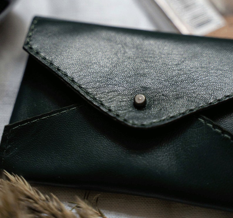 Leather cards holder envelope wallet card holder Envelope card holder image 8