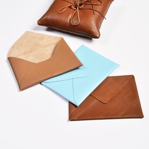 Sobres de cuero para invitaciones de boda Sobres rústicos para bodas Sobre de cumpleaños Sobre de cuero curtido vegetal Sobre para regalo de dinero
