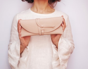 Sac wrap en cuir Petit sac à main en cuir Pochette de mariage en cuir pour femme