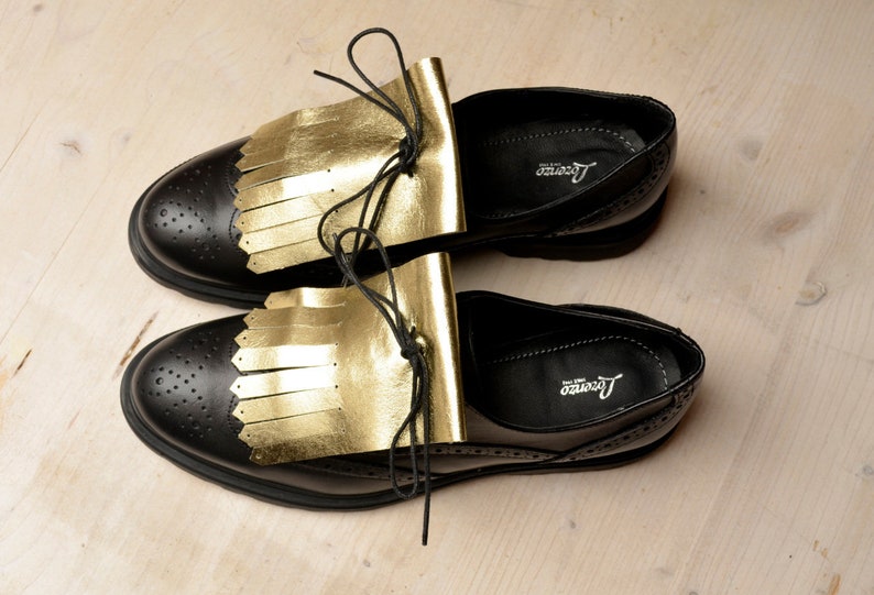 Gold Leather kilties for shoes Kilties for sneakers Gift for him Gift for her