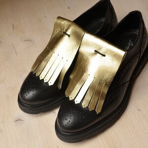 Gold Leather kilties for shoes Kilties for sneakers Gift for him Gift for her