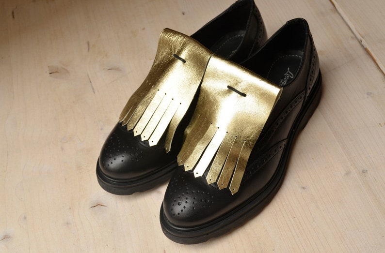 Gold Leather kilties for shoes Kilties for sneakers Gift for him Gift for her