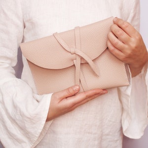 Leren wikkeltas Maat Kleine leren handtas Dames leren clutch bruiloft clutch afbeelding 9