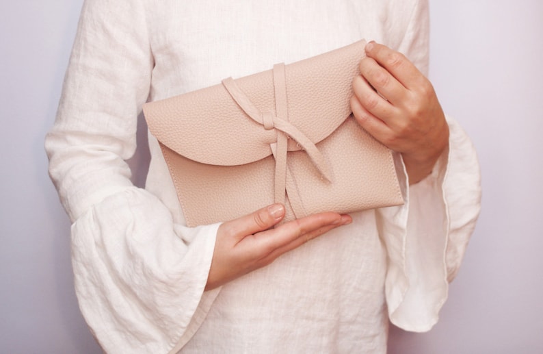 Leren wikkeltas Maat Kleine leren handtas Dames leren clutch bruiloft clutch afbeelding 9