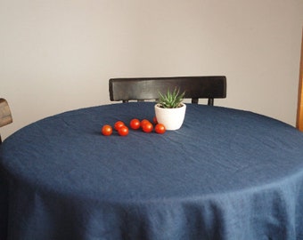 Navy blue Linen tablecloth