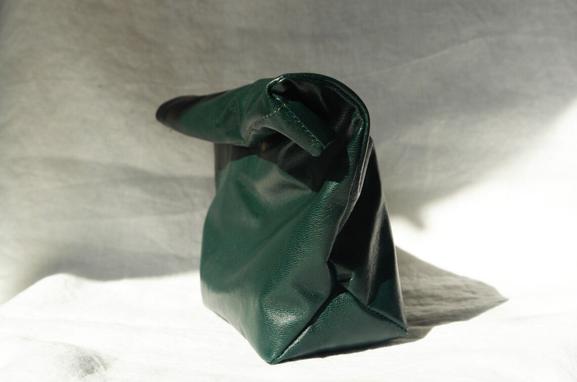 Leather Roll Down Clutch Leather Lunch Bag Clutch Leather Etsy
