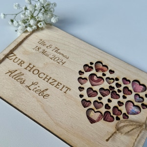 Hochzeitsgeschenk / Geldgeschenk / Geldgeschenk Hochzeit / Holzkarte / Geldgeschenkkarte