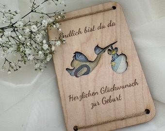 Geburtsgeschenk / Geldgeschenk / Geldgeschenk Geburt / Holzkarte / Geldgeschenkkarte