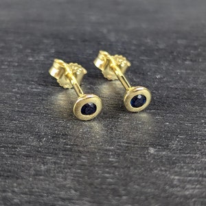 Ohrstecker -echt 375 Gold-  mit echtem Saphir 4,2mm, wunderschön  | Schmuckstyck