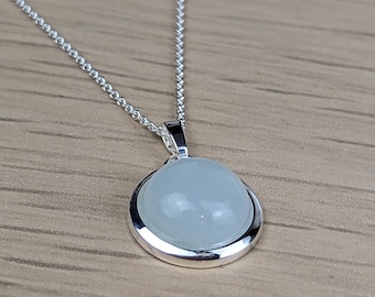 Necklace in silver with chalcedony pendant | Chalcedony blue | Necklace with Chalcedony Pendant | jewelry stick