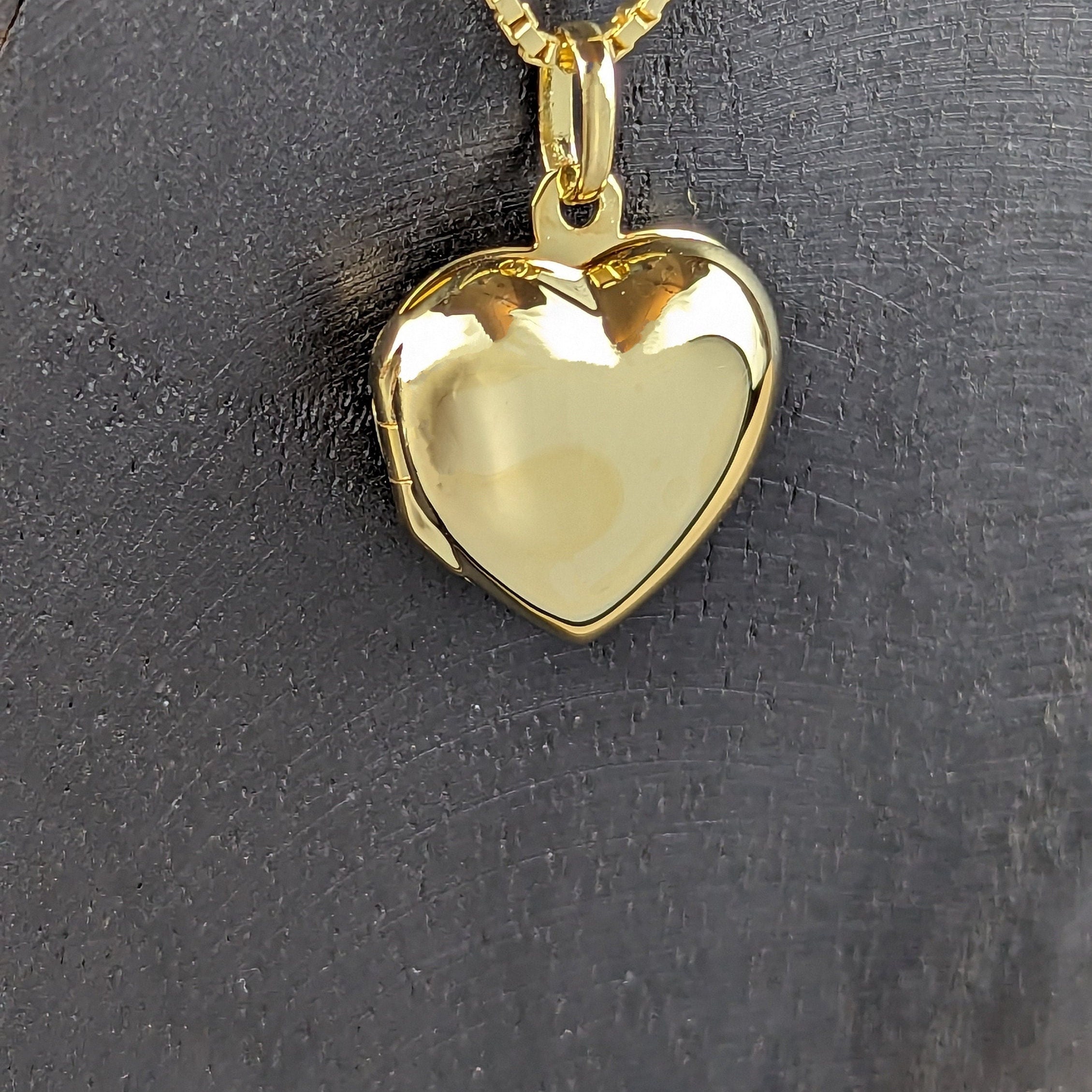 Locket heart pendant - real silver - gold plated | Schmuckstyk