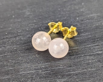 Sweet stud earrings real rose quartz - real gold 333/000 | Earrings rose quartz - real gold - SWEET